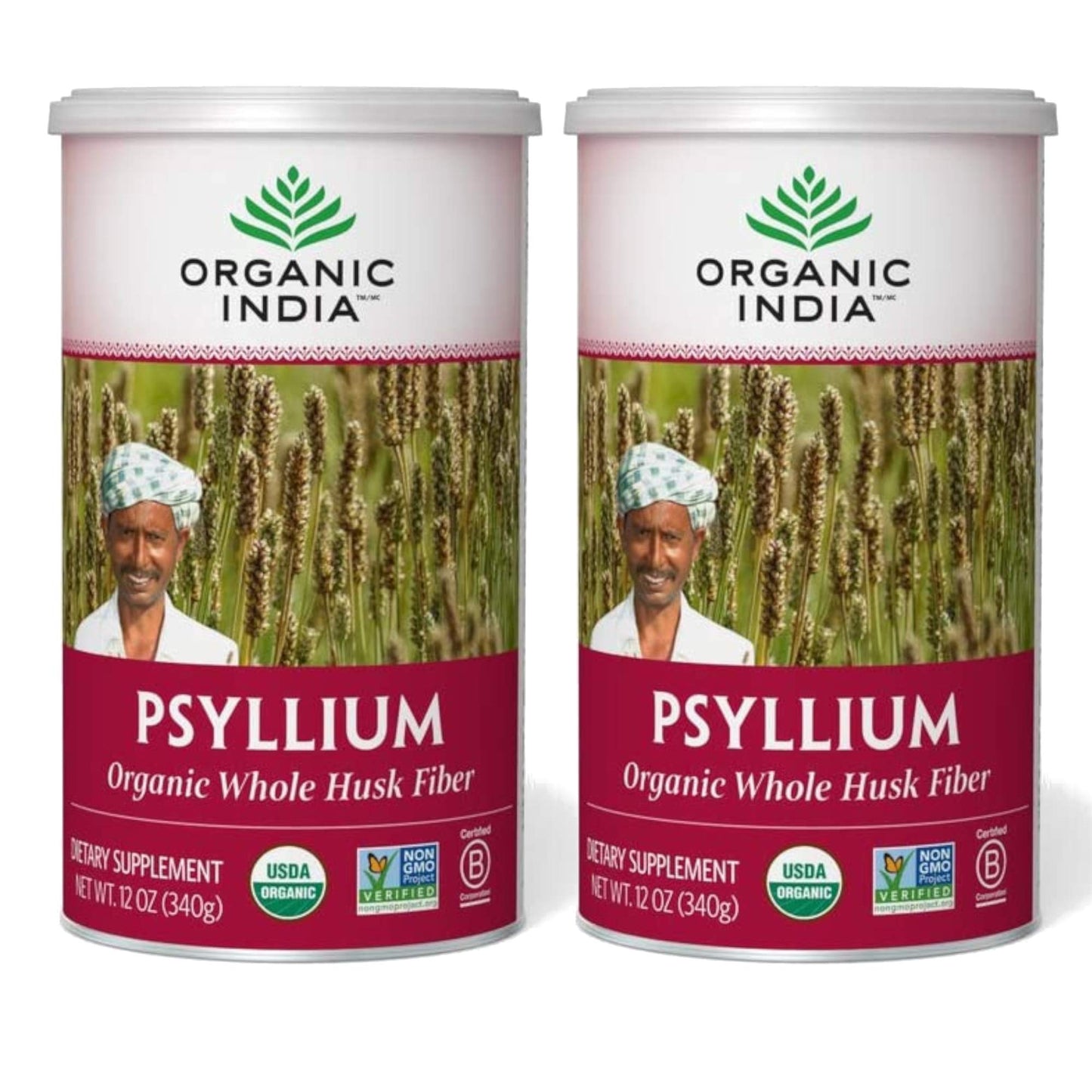 ORGANIC INDIA Whole Psyllium Husk Powder Organic - Psyllium Husk Fiber Supplement, Digestion Support, Vegan, Gluten-Free, Non-GMO, Soluble & Insoluble Fiber Source - 12 oz (Pack of 1)