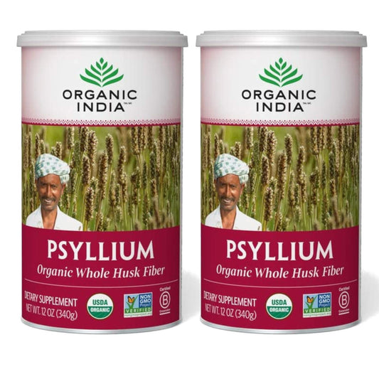 ORGANIC INDIA Whole Psyllium Husk Powder Organic - Psyllium Husk Fiber Supplement, Digestion Support, Vegan, Gluten-Free, Non-GMO, Soluble & Insoluble Fiber Source - 12 oz (Pack of 1)