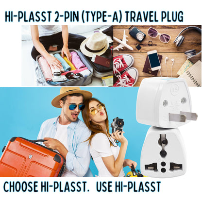 Hi-PLASST (3pcs) Type-A US Converter Plug // India to USA Universal Travel Adapter for USA, Canada, Mexico, Brazil, Philippines, Cuba, Thailand, Taiwan, Japan, Panama, etc