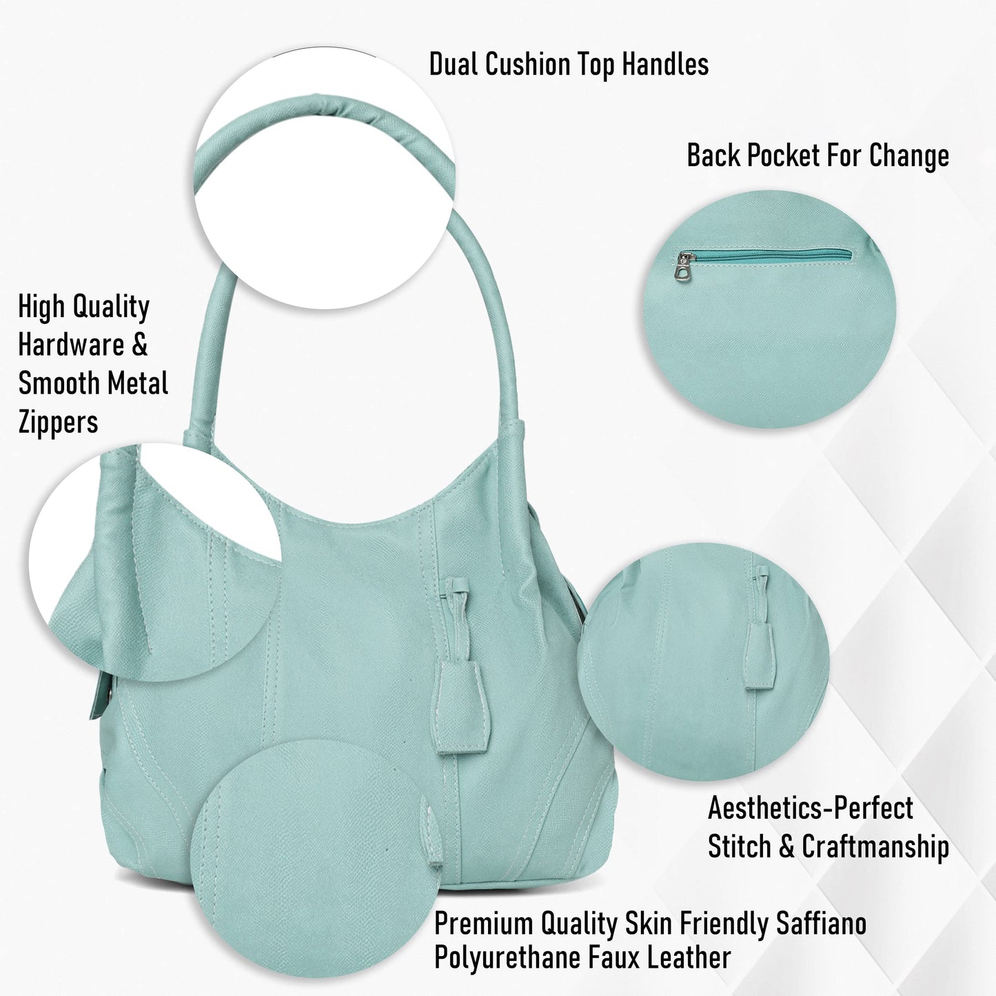 Fostelo Women's Vegan Leather Style Diva Handbag Shoulder Hobo Bag Ladies Purse (Large)