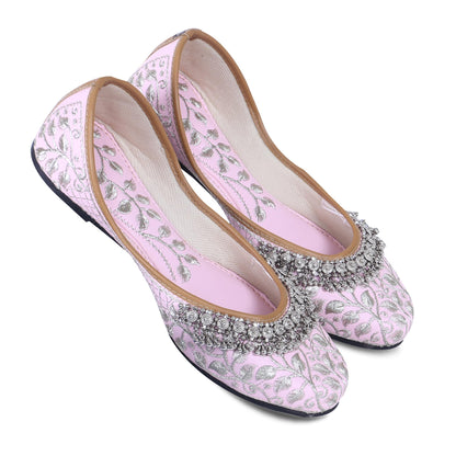 DFR Women Rajasthani Embroidered with Payal Punjabi Mojari Juti Shoe