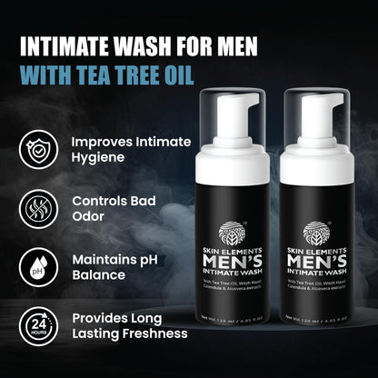 Skin Elements Intimate Wash for Men with Passion Fruit (4.05 Fl Oz) | pH Balanced Foaming Intimate Wash | Prevents Itching, Irritation & Bad Odor |