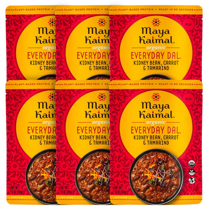 Maya Kaimal Foods - Organic Indian Everyday Dal - 6 pack variety of 10oz Ready to Eat Meals - Fully Cooked - Vegan - Kosher - Microwavable - made from Lentils, Beans, Squash, Coconut, Peas