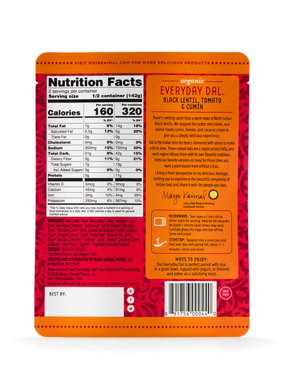 Maya Kaimal Foods - Organic Indian Everyday Dal - 6 pack variety of 10oz Ready to Eat Meals - Fully Cooked - Vegan - Kosher - Microwavable - made from Lentils, Beans, Squash, Coconut, Peas