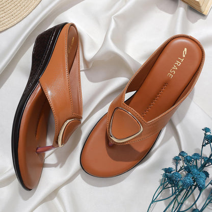 TRASE Women's Fashion Sandal | Faux Leather, Comfortable & Stylish Wedges | Ideal for Casual & Formal Occasions 2 inches heel