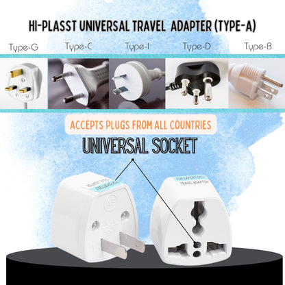 Hi-PLASST (3pcs) Type-A US Converter Plug // India to USA Universal Travel Adapter for USA, Canada, Mexico, Brazil, Philippines, Cuba, Thailand, Taiwan, Japan, Panama, etc