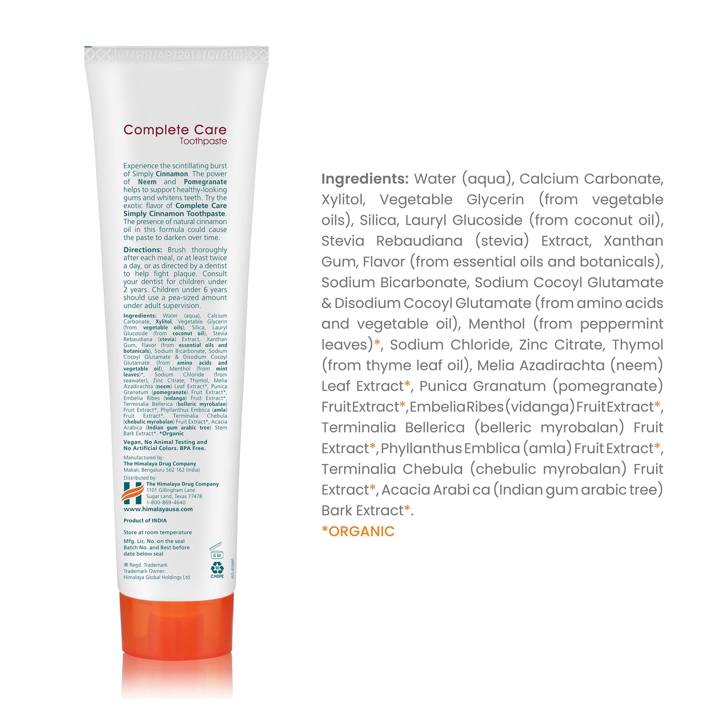 Himalaya Botanique Complete Care Toothpaste, Herbal, Mint Flavor, Fights Plaque, Freshens Breath, Fluoride Free, No Artificial Flavors, SLS Free, Cruelty Free, Foaming, 5.29 Oz, 4 Pack