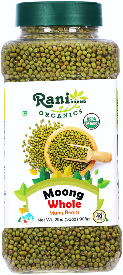 Rani Moong Whole (Ideal for cooking & sprouting, Whole Mung Beans with skin) Lentils Indian 64oz (4lbs) 1.81kg Bulk ~ All Natural | Gluten Friendly | Non-GMO | Kosher | Vegan | Indian Origin