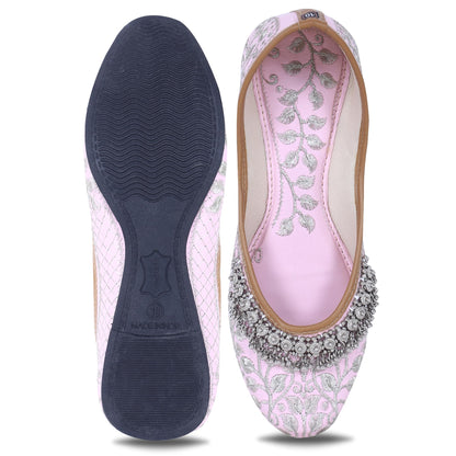 DFR Women Rajasthani Embroidered with Payal Punjabi Mojari Juti Shoe