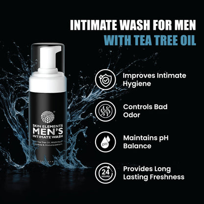 Skin Elements Intimate Wash for Men with Passion Fruit (4.05 Fl Oz) | pH Balanced Foaming Intimate Wash | Prevents Itching, Irritation & Bad Odor |