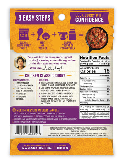 Sukhi's Indian Curry Paste - Chicken Tikka Masala Sauce 3oz (Pack of 6) 84 Servings - Gluten Free Food Indian Curry Sauce with Indian Spices