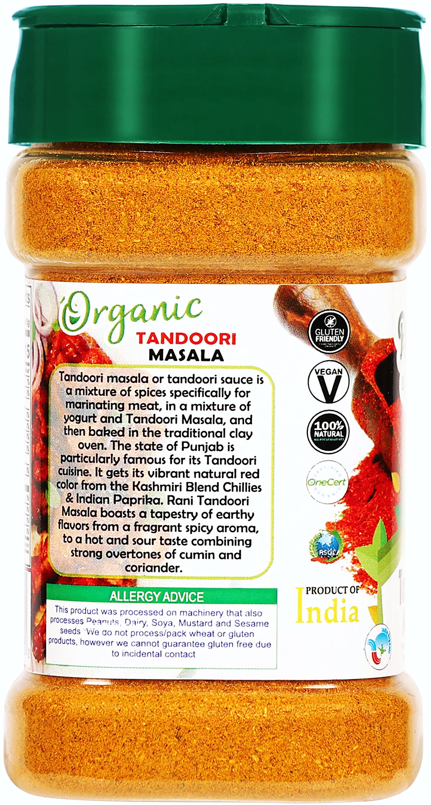 Rani Tandoori Masala (Natural, No Colors Added) Indian 11-Spice Blend 3oz (85g) PET Jar ~ Salt Free | Vegan | Gluten Friendly | NON-GMO | Kosher | Indian Origin