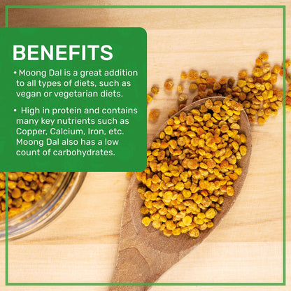 Jiva Organic Yellow Moong Dal 2 LB - Non-GMO, Gluten Free - Great for Kitchari - Split Yellow Mung Beans