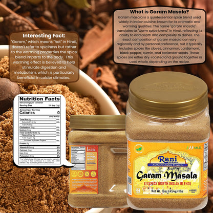 Rani Garam Masala Indian 11-Spice Blend 3oz (85g) PET Jar ~ All Natural, Salt-Free | Vegan | No Colors | Gluten Friendly | NON-GMO | Kosher | Indian Origin