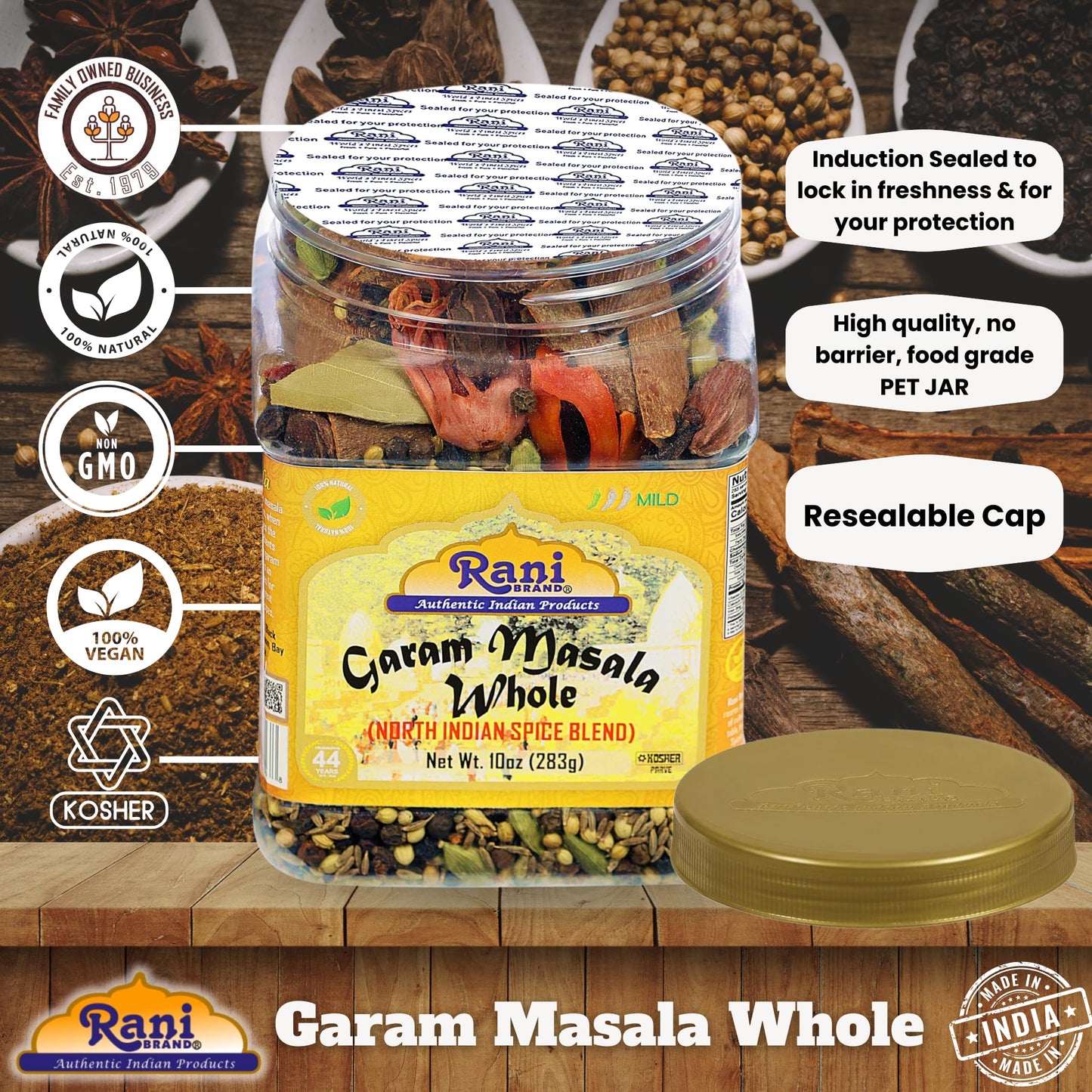 Rani Garam Masala Indian 11-Spice Blend 3oz (85g) PET Jar ~ All Natural, Salt-Free | Vegan | No Colors | Gluten Friendly | NON-GMO | Kosher | Indian Origin
