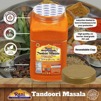 Rani Tandoori Masala (Natural, No Colors Added) Indian 11-Spice Blend 3oz (85g) PET Jar ~ Salt Free | Vegan | Gluten Friendly | NON-GMO | Kosher | Indian Origin