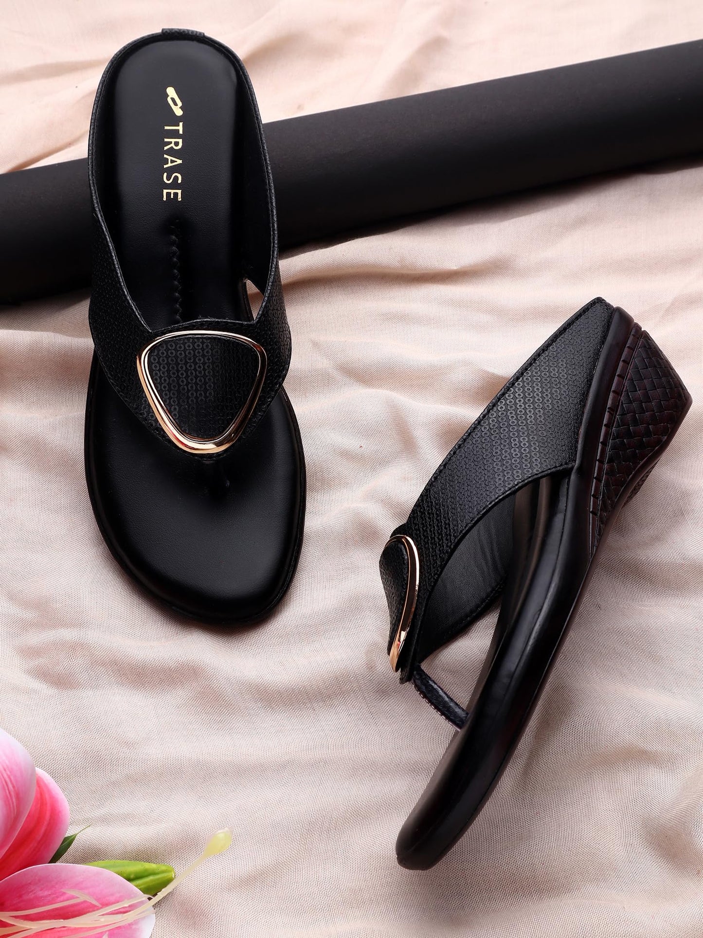 TRASE Women's Fashion Sandal | Faux Leather, Comfortable & Stylish Wedges | Ideal for Casual & Formal Occasions 2 inches heel