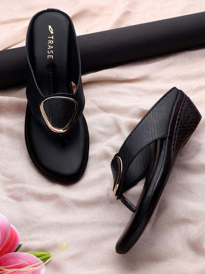 TRASE Women's Fashion Sandal | Faux Leather, Comfortable & Stylish Wedges | Ideal for Casual & Formal Occasions 2 inches heel