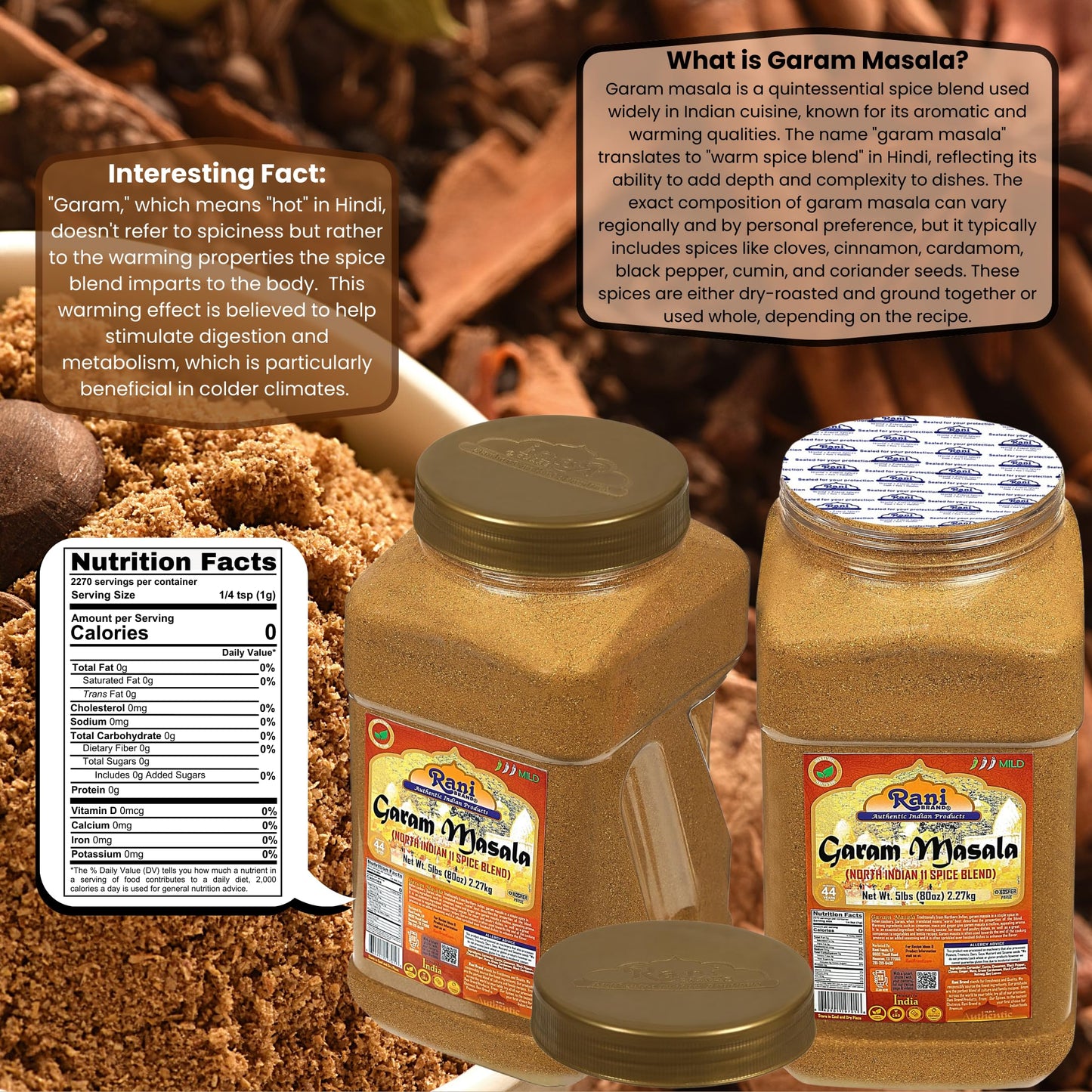 Rani Garam Masala Indian 11-Spice Blend 3oz (85g) PET Jar ~ All Natural, Salt-Free | Vegan | No Colors | Gluten Friendly | NON-GMO | Kosher | Indian Origin