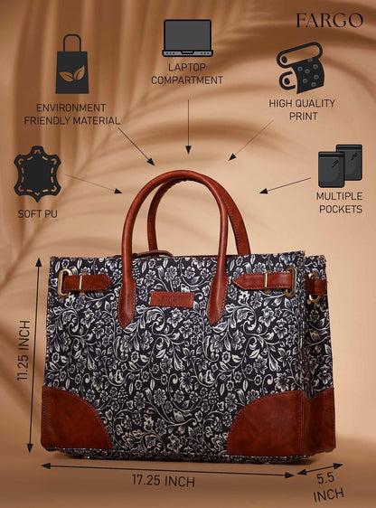 Fargo Canvas Laptop Handbag For Women - Stylish & Durable Tote Bag, Fits 15-Inch Laptop