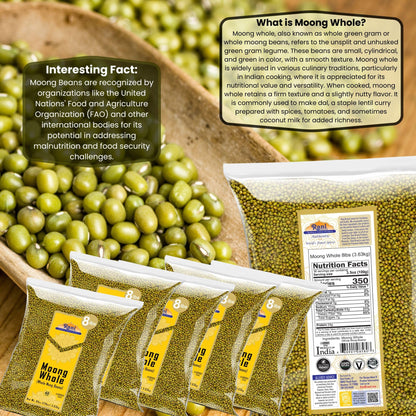 Rani Moong Whole (Ideal for cooking & sprouting, Whole Mung Beans with skin) Lentils Indian 64oz (4lbs) 1.81kg Bulk ~ All Natural | Gluten Friendly | Non-GMO | Kosher | Vegan | Indian Origin