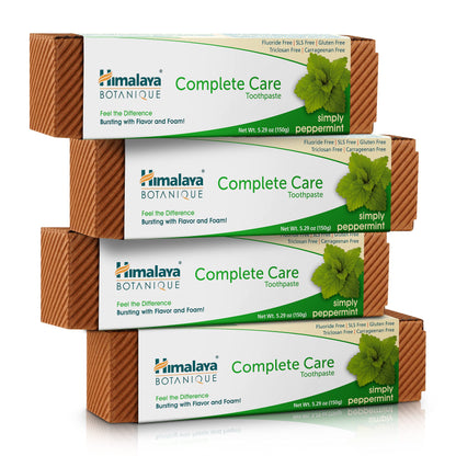 Himalaya Botanique Complete Care Toothpaste, Herbal, Mint Flavor, Fights Plaque, Freshens Breath, Fluoride Free, No Artificial Flavors, SLS Free, Cruelty Free, Foaming, 5.29 Oz, 4 Pack