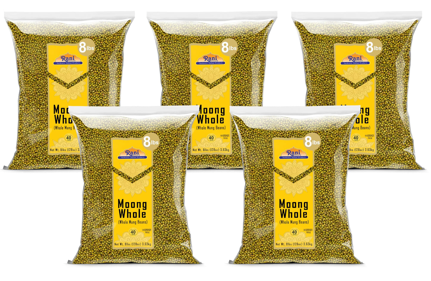 Rani Moong Whole (Ideal for cooking & sprouting, Whole Mung Beans with skin) Lentils Indian 64oz (4lbs) 1.81kg Bulk ~ All Natural | Gluten Friendly | Non-GMO | Kosher | Vegan | Indian Origin
