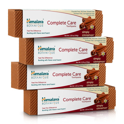 Himalaya Botanique Complete Care Toothpaste, Herbal, Mint Flavor, Fights Plaque, Freshens Breath, Fluoride Free, No Artificial Flavors, SLS Free, Cruelty Free, Foaming, 5.29 Oz, 4 Pack