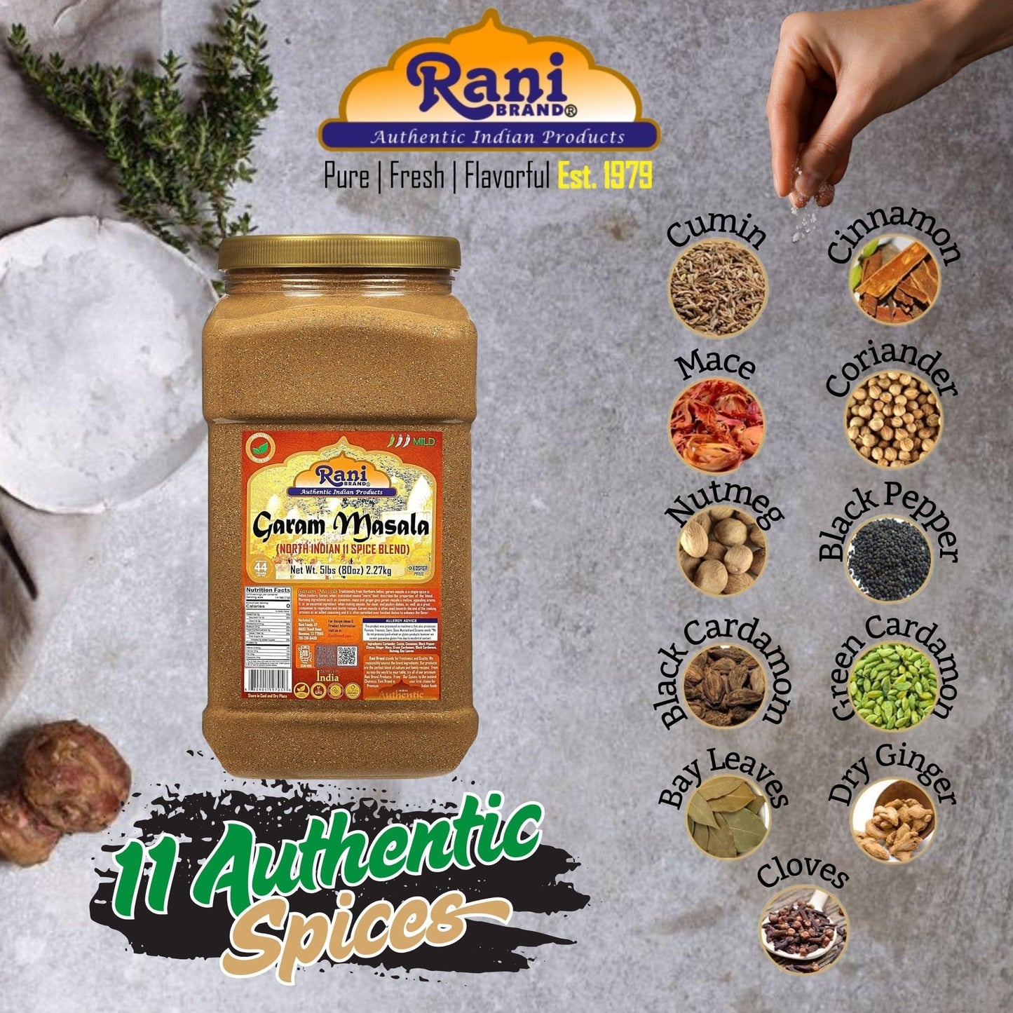 Rani Garam Masala Indian 11-Spice Blend 3oz (85g) PET Jar ~ All Natural, Salt-Free | Vegan | No Colors | Gluten Friendly | NON-GMO | Kosher | Indian Origin