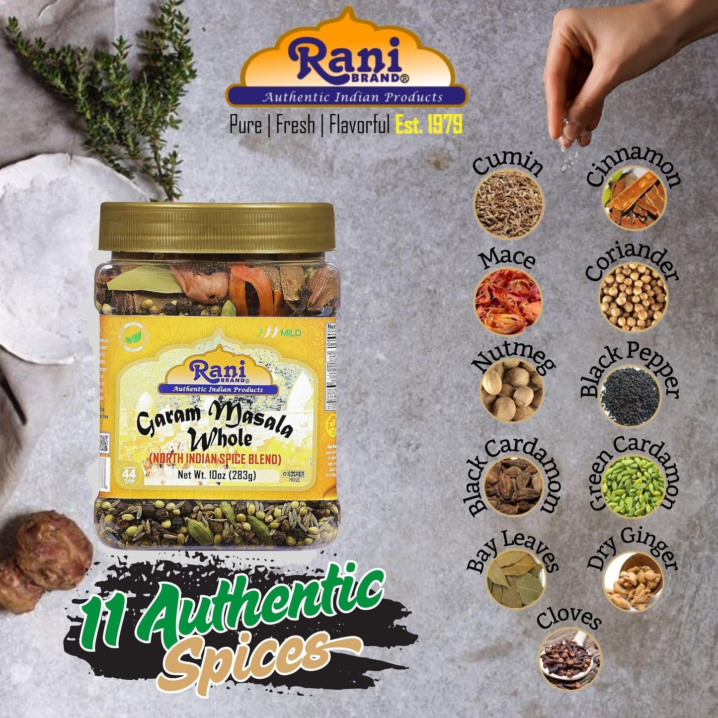Rani Garam Masala Indian 11-Spice Blend 3oz (85g) PET Jar ~ All Natural, Salt-Free | Vegan | No Colors | Gluten Friendly | NON-GMO | Kosher | Indian Origin