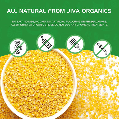 Jiva Organic Yellow Moong Dal 2 LB - Non-GMO, Gluten Free - Great for Kitchari - Split Yellow Mung Beans