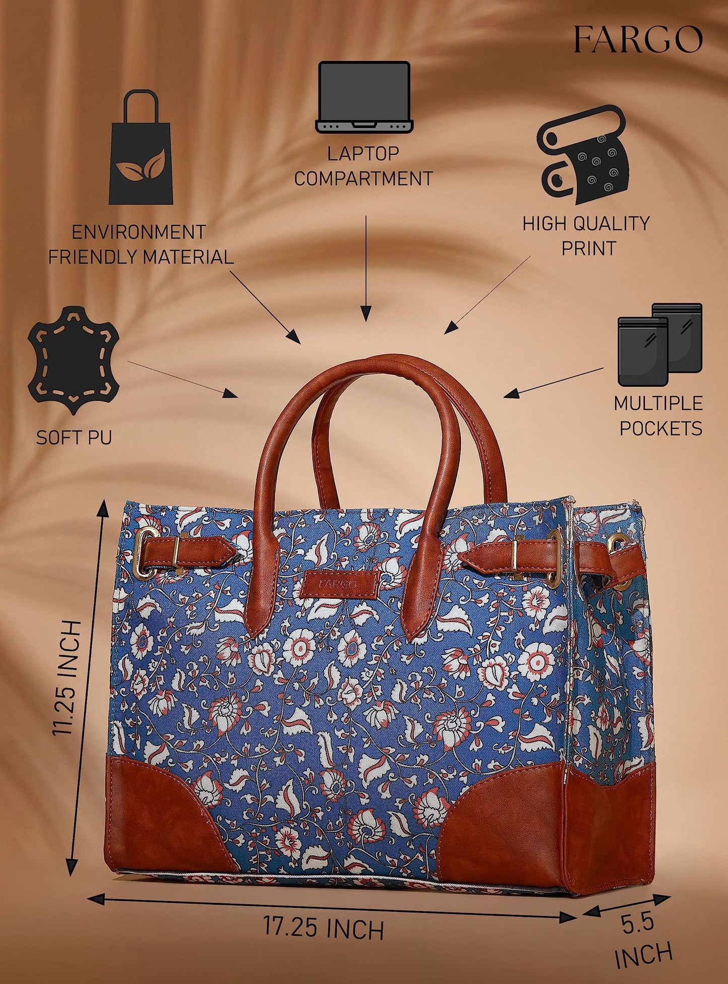 Fargo Canvas Laptop Handbag For Women - Stylish & Durable Tote Bag, Fits 15-Inch Laptop