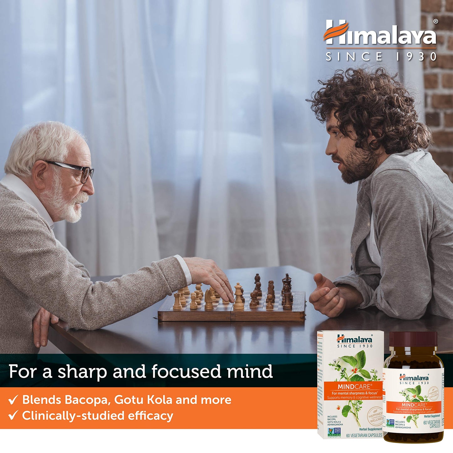 Himalaya MindCare, Nootropic Brain Supplement Booster for Mental Sharpness, Focus, Memory, and Cognitive Wellness, 1170 mg, 120 Capsules, 1 Month Supply