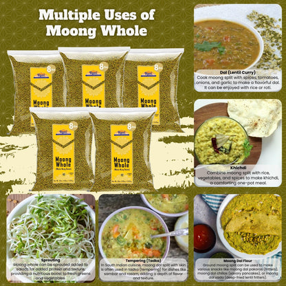 Rani Moong Whole (Ideal for cooking & sprouting, Whole Mung Beans with skin) Lentils Indian 64oz (4lbs) 1.81kg Bulk ~ All Natural | Gluten Friendly | Non-GMO | Kosher | Vegan | Indian Origin