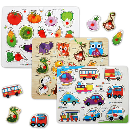 Chocozone Wooden Learning Educational Game Board for Kids, Puzzle Toys for 2 Years Old Boys & Girls (Alphabets, Numbers & Shapes)
