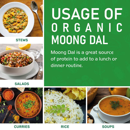 Jiva Organic Yellow Moong Dal 2 LB - Non-GMO, Gluten Free - Great for Kitchari - Split Yellow Mung Beans