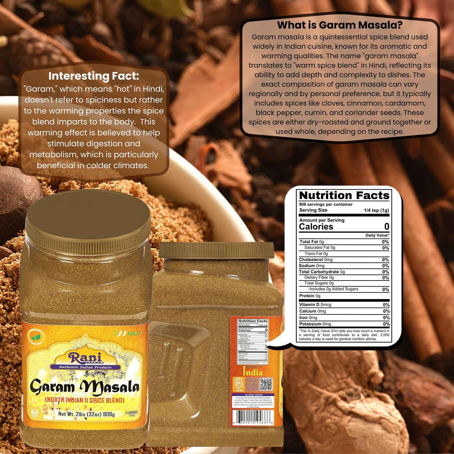 Rani Garam Masala Indian 11-Spice Blend 3oz (85g) PET Jar ~ All Natural, Salt-Free | Vegan | No Colors | Gluten Friendly | NON-GMO | Kosher | Indian Origin