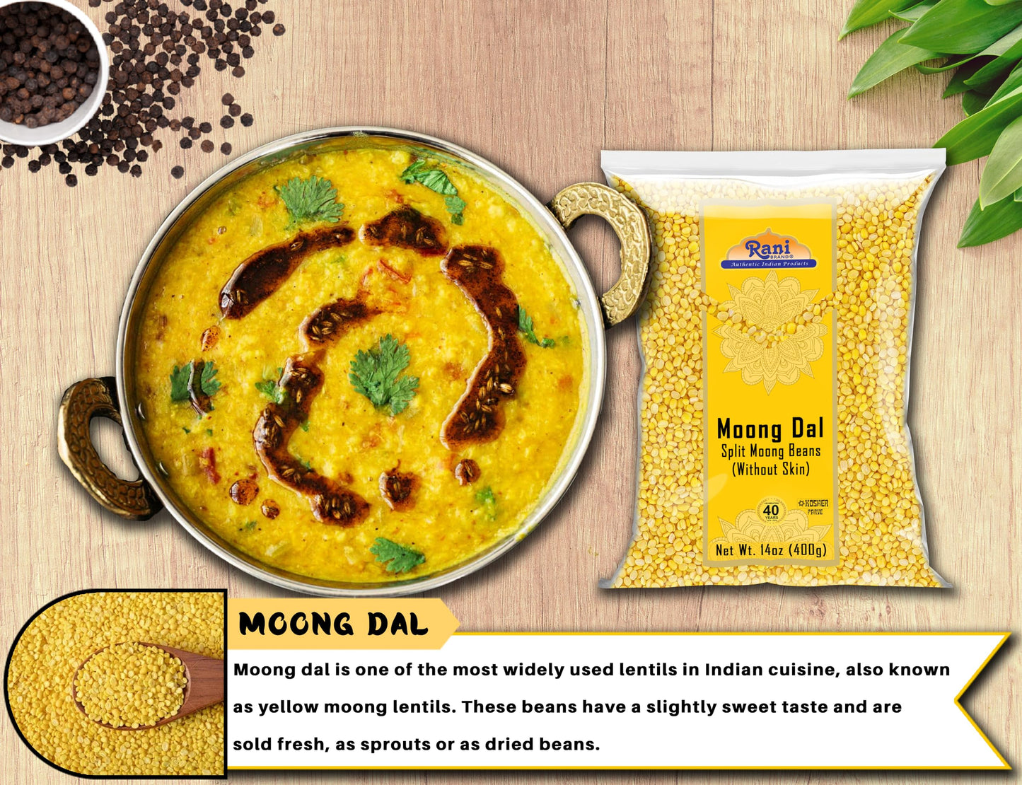 Rani Moong Whole (Ideal for cooking & sprouting, Whole Mung Beans with skin) Lentils Indian 64oz (4lbs) 1.81kg Bulk ~ All Natural | Gluten Friendly | Non-GMO | Kosher | Vegan | Indian Origin