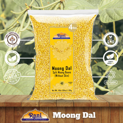 Rani Moong Whole (Ideal for cooking & sprouting, Whole Mung Beans with skin) Lentils Indian 64oz (4lbs) 1.81kg Bulk ~ All Natural | Gluten Friendly | Non-GMO | Kosher | Vegan | Indian Origin