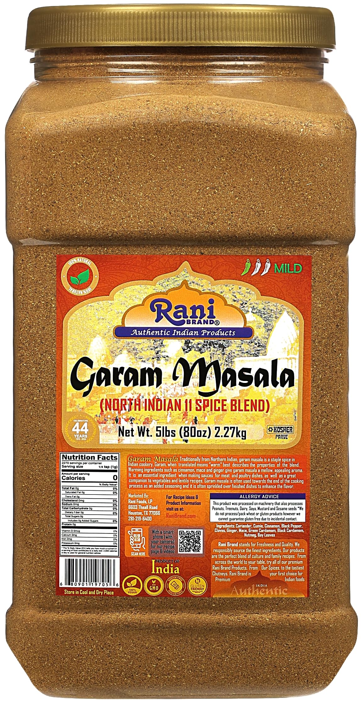 Rani Garam Masala Indian 11-Spice Blend 3oz (85g) PET Jar ~ All Natural, Salt-Free | Vegan | No Colors | Gluten Friendly | NON-GMO | Kosher | Indian Origin