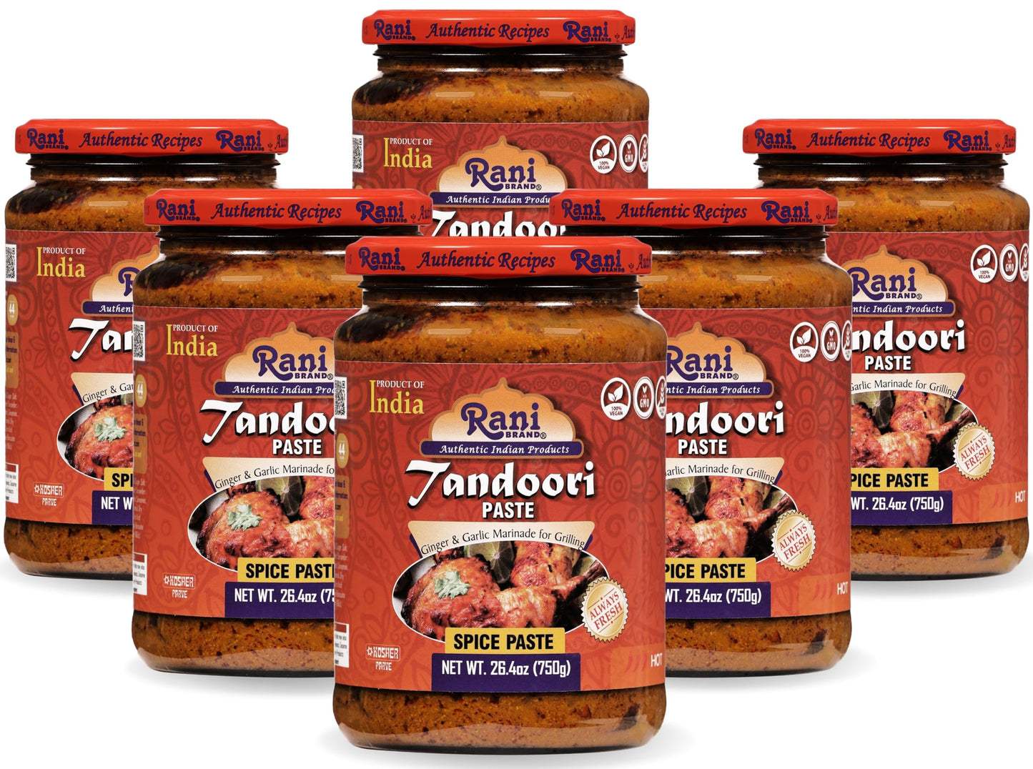 Rani Tandoori Masala (Natural, No Colors Added) Indian 11-Spice Blend 3oz (85g) PET Jar ~ Salt Free | Vegan | Gluten Friendly | NON-GMO | Kosher | Indian Origin