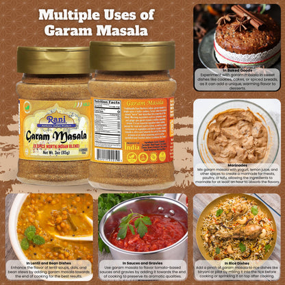 Rani Garam Masala Indian 11-Spice Blend 3oz (85g) PET Jar ~ All Natural, Salt-Free | Vegan | No Colors | Gluten Friendly | NON-GMO | Kosher | Indian Origin