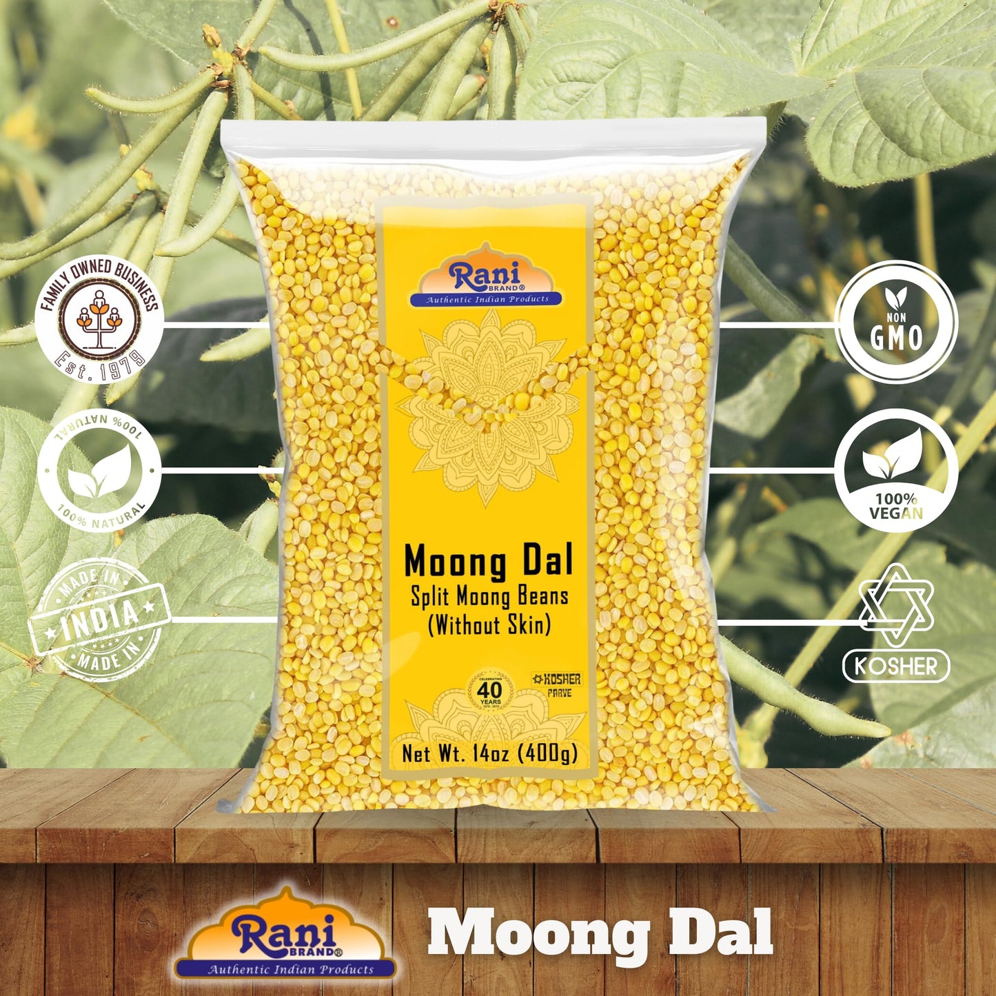 Rani Moong Whole (Ideal for cooking & sprouting, Whole Mung Beans with skin) Lentils Indian 64oz (4lbs) 1.81kg Bulk ~ All Natural | Gluten Friendly | Non-GMO | Kosher | Vegan | Indian Origin