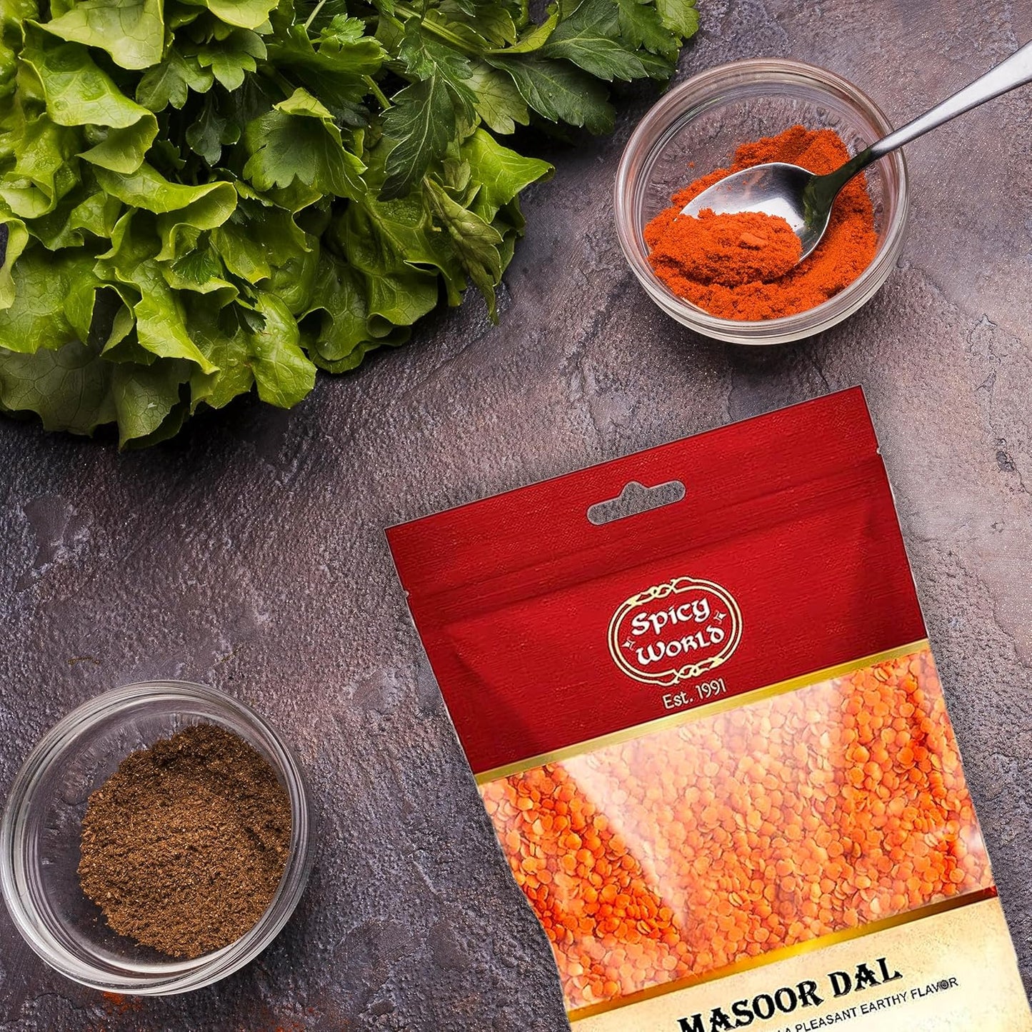 Masoor Dal 4 Pound Bag - Split Red Lentils Dry - All Natural, Pure, Vegan - Resealable Bag by Spicy World