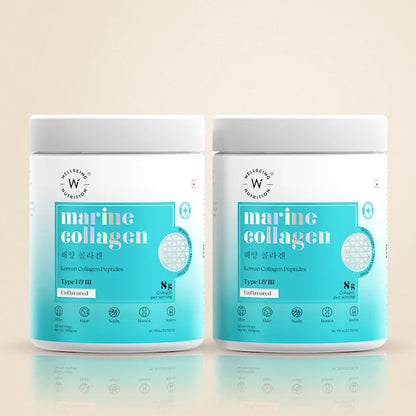 Wellbeing Nutrition Pure Korean Marine Collagen Peptides Supplement for Skin, Hair, Nails. Bone & Joint | Clinically Proven | High Absorption 8 gms Collagen | Unflavored, 200 gms